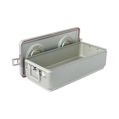 Medline Steriset Full-Sized Sterilization Container, Condensate Drain, Aluminum Lid, Gray Handle, 23.5" x 10.8" x 7.1", 1 EA (WAG2VC17ASA)