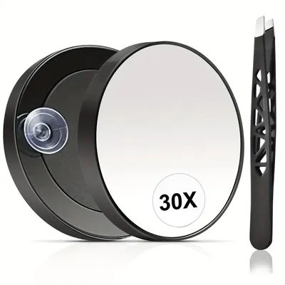 30X Magnifying Mirror （Magnified Makeup Mirror ） with 1/4Pcs Eyebrow Clip, for Grooming & Travel