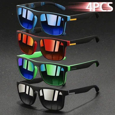 4 pièces mode Vintage carré lunettes de soleil hommes femmes pêche conduite homme marque de luxe concepteur lunettes de soleil Anti-éblouissement rétro lunettes