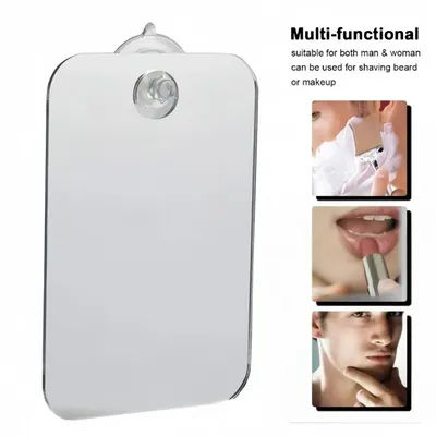 1Pcs Acrylic Bathroom Fog Free Mirror With Wall Suction Shower Mirror Man Shaving Women Makeup Unbreakable Portable Traveling