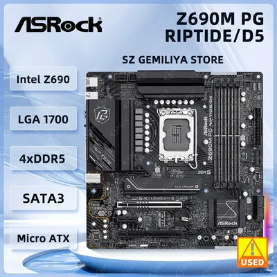 ASRock Z690M PG RIPTIDE/D5 Motherboard LGA1700 Intel Z690 DDR5 NVMe SSD M.2 Micro ATX support 14700 14400 13700 12900 cpu