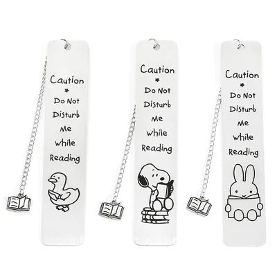 1pc rabbit, puppy, duck, animal pendant bookmark, stainless steel geometric bookmark, for students to learn office reading.