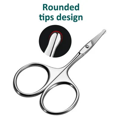 Stainless steel round head small scissors eyebrow trimming tool scissors beard beauty scissors nose hair scissors