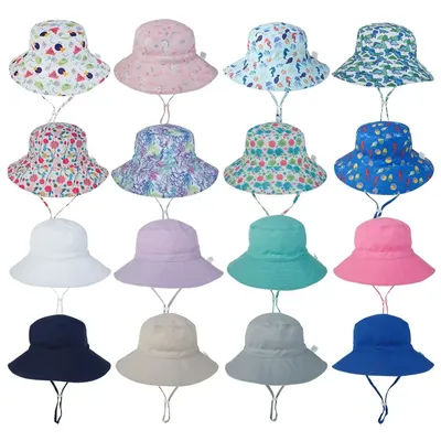 Casquette de plage anti-UV pour filles et garçons, chapeau de soleil d'été pour bébé, bonnet de natation pour enfants, bonnet E27 avec mentonnière réglable, 0-8 ans