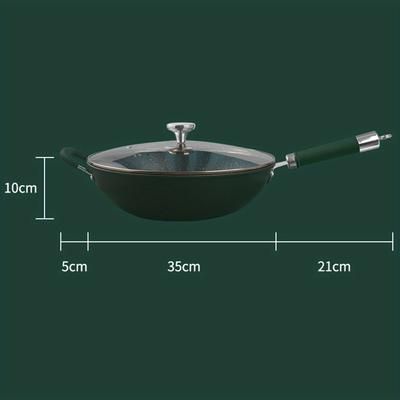 TEMU 1set Traditional Chinese With Lid, Nonstick Wok With Lid 34cm Stir Fry Pan For Cooking Compatible With Induction/gas Stove