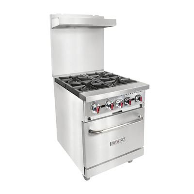 MoTak MR4-C-S-3 24" 4 Burner Commercial Gas Range - Standard Oven, Convertible, Stainless Steel, Gas Type: NG