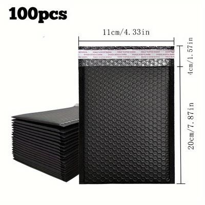 TEMU 4.33in*7.87in+1.57in-100pcsblack Film Bubble Bag, Packaging Bag, Anti-collision, Waterproof, Splash Proof, And Anti , Suitable For Transportation, Packaging