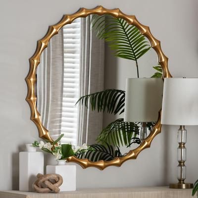 Everette Antique Goldleaf Bamboo-Border Accent Wall Mirror by Wholesale Interiors INC in Antique (Size ONE SIZE)