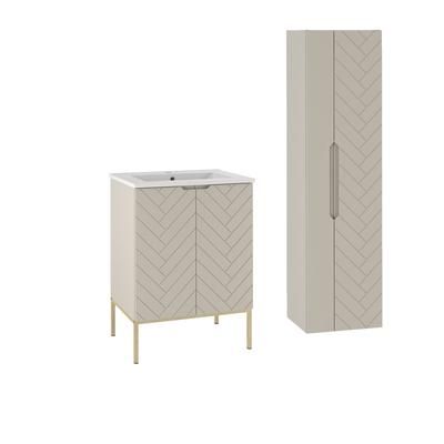 Set di mobili da bagno con lavabo effetto legno cachemire 60cm