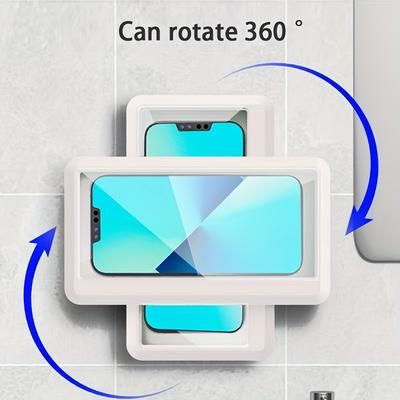 TEMU Shower Phone Holder Waterproof 360 Degree Rotatable Shower Phone Holder Shell Suitable For Bathroom Bathtub Kitchen Wall For Iphone 14 11 Pro Max Xs Xr .8 Inch