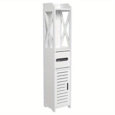TEMU 1pc Yosoo Freestanding Bathroom Organizer Shelves, Wood Toilet Storage Roll , For