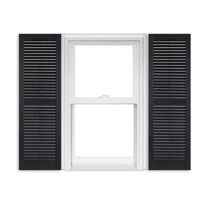 Polaris Vinyl Open Louver Shutters (1 Pair) 002 Black - 15 Inch x 59 Inch