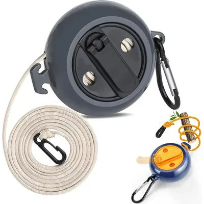 1pc Adjustable Clothesline Outdoor Travel Portable Clothes Line outdoor Retractable clothesline Suitable Camping Multitool Black