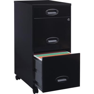 NuSparc 3 Drawer File Cabinet, 14.2" Width x 18" Depth x 29.5" Height, Black, Painted Steel, Recycled (NPRVF318EMBK)