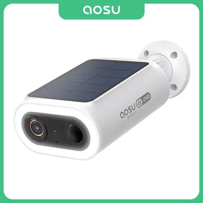 AOSU 4K UHD Solar Camera Wireless Outdoor 100% Wire-free Security Camera 5000mAh Battery 8MP Wifi Camera AI Detection CCTV Cam