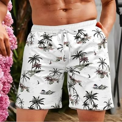 Per uomo Albero di Cocco Piante Tropicali Costumi da bagno Pantaloncini da mare Pantaloncini da Surf Misura del girovita medio Hawaiano Casual Vacanza Ferie Abbigliamento mare Tasche Laterali fodera