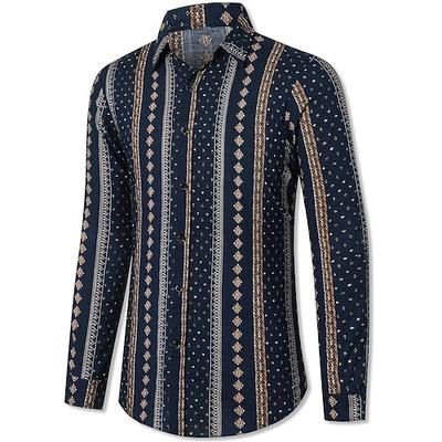 Retrò Vintage Anni '70 Camicia Hippie A righe Etnico Costume Per uomo Feste Abbigliamento quotidiano Parata dell'Orgoglio Adulti Camicia