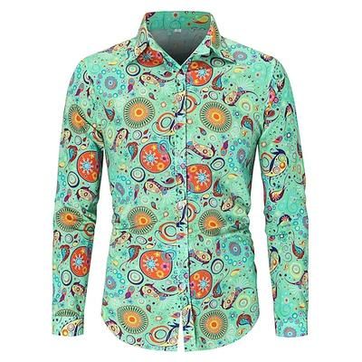 Retrò Vintage Anni '70 Camicia Hippie Stile Boho Costume Per uomo Feste Abbigliamento quotidiano Parata dell'Orgoglio Adulti Camicia
