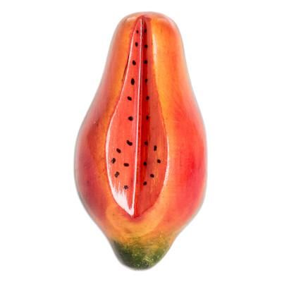 'Wood Papaya Magnet Hand-Carved and Painted in Guatemala'
