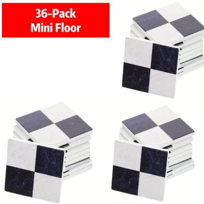 TEMU 36-pack Miniature Mosaic Floor Tiles Set - Black & White, Realistic Dollhouse Scene Accessories, For Indoor & Outdoor Decor, Ideal For Christmas, Valentine's Day, New Year