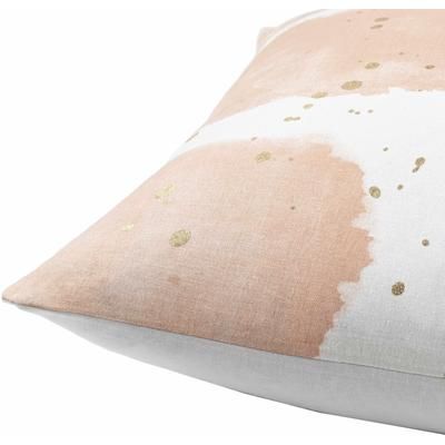 Kuanos 18" Square Modern Pillow plush Cotton Metallic Gold/Peach/White Throw Pillow - Boutique Rugs