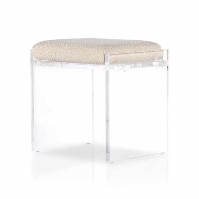 Norwood 22W x 16D x 20.75H Light Beige/Silver/Light Beige/Translucent Stool - Four Hands