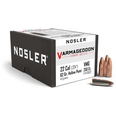 Nosler 36522 Varmageddon 22 Caliber .224 62 GR Flat Base Hollow Point FBHP 25