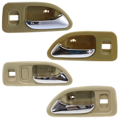 Replacement Interior Door Handle Beige bezel with chrome lever, Front & Rear, Driver Passenger Side, SET-353331786166-4
