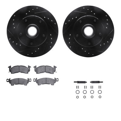 R1 Concepts Brake Disc & Pad Kit eLINE Black Rotors with Optimum OEp Pads Series, Front, 1 Year Limited Warranty WHUH1-47119