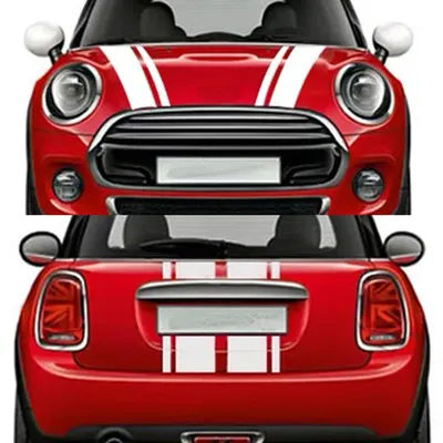 Autocollant de couverture de capot de voiture en vinyle noir et blanc, style de tête, capot de coffre à rayures, autocollant pour BMW, MINI Cooper F55, F56, R56, 2 pièces