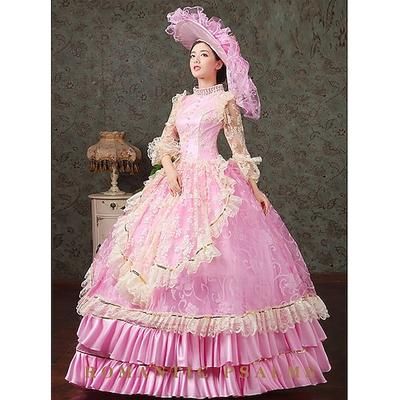 Vintage Rococò Rinascimento Maxi Vestito Normale A sbuffo Principessa Sposa Pieghettato Con Volant Principessa Girocollo Costume Per donna Halloween Carnevale Mascherata Feste Halloween Performance