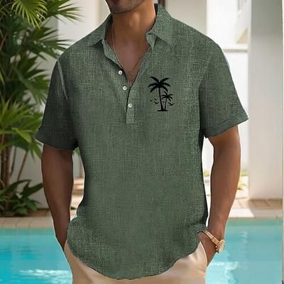 Per uomo Albero di Cocco Piante Tropicali Camicia Camicia hawaiana estiva Magliette Pullover Manica Corta Hawaiano Resort Vacanza Ferie Abbigliamento mare Estate Primavera Bavero Stampa 3D Bottoni