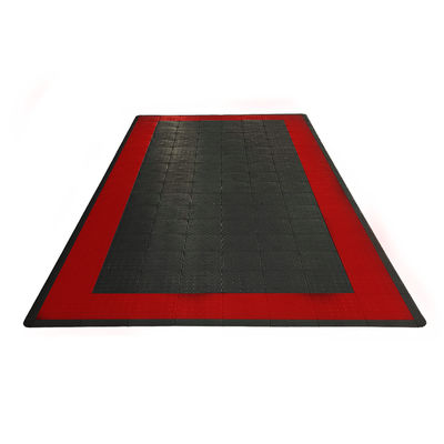 Swisstrax Single Car Garage Floor Mat In Diamondtrax Home Tiles (Border - Black, Red)