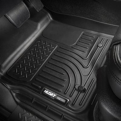 Husky Liners Floor Mats Made of Thermoplastic Black Molded Liner Weatherbeater Series, Front & Second Row, 95131