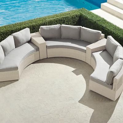 Pasadena II 5-pc. Modular Sofa Set in Ivory Wicker - Quick Dry, Vista Boucle Vanilla - Frontgate