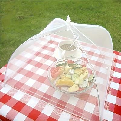 TEMU Large Pop-up White Mesh Food Cover Tent, To Fly Harassment, This Meal Cover You And Folded For And Washing, Protecting Your Meals , Suitable For Picnics, Barbecues And Parties
