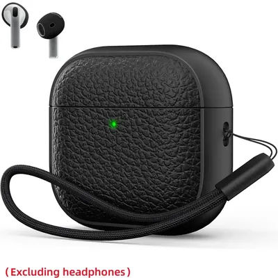 【2 IN 1】For AirPod 4 Soft TPU (Leather-Like Design) Drop Protection Cover for Men Women with Lanyard Airpods 4th Gen(USB-C)Case