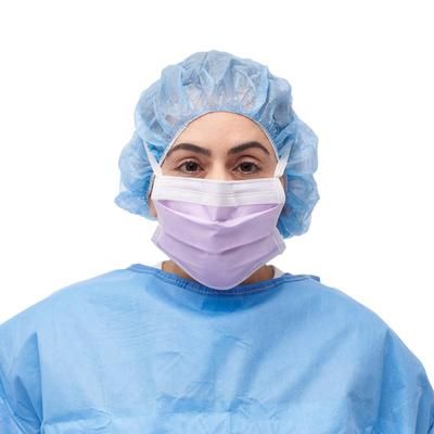 Medline ASTM Level 3 Surgical Face Mask with Anti-Fog Foam, Ties and Thermal Bond Inner/Polypropylene Outer Facings, Purple, 50/BX (NON27412Z)
