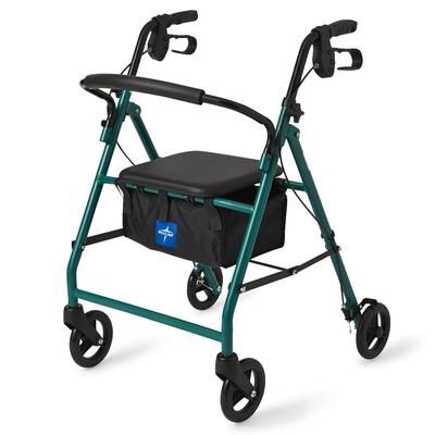Medline Basic Steel Rollator with 6" Wheels, Green, 1 EA (MDS86850EGS)