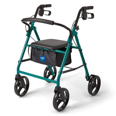 Medline Basic Steel Rollator with 8" Wheels, Green, 1 EA (MDS86850EGS8)