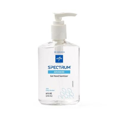 Medline Spectrum Gel Hand Sanitizer, 70% Ethyl Alcohol, Pump Bottle, 8 oz., 1 EA (HH70G08H)