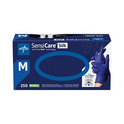 Medline SensiCare Silk Nitrile Exam Gloves with SmartBoX Technology, Size M, 2500/CS (MDSXB7585)