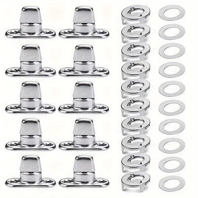 TEMU 10-pack Iron Turnbutton Kit With Eyelets And Bases For Boat Covers - Marine Grade Hardware