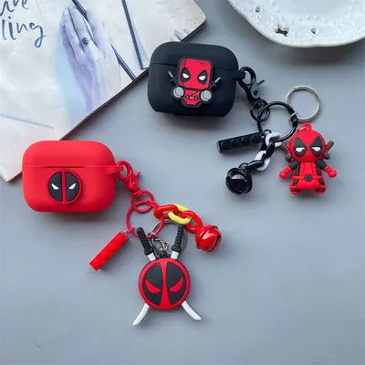 Cartoon Deadpool Earphone Case for Airpods 4 2024 Silicone Protective Cover for Airpods Pro2 Pro 3 2 1 with Key Chain