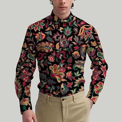 Retrò Vintage Anni '70 Camicia Camicia Aloha Hippie Floreale Costume Per uomo Mascherata Feste Abbigliamento quotidiano Parata dell'Orgoglio Adulti Camicia