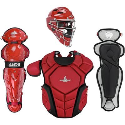 All Star Top Star NOCSAE Certified Baseball Catcher's Kit - Ages 9-12 Scarlet/Black