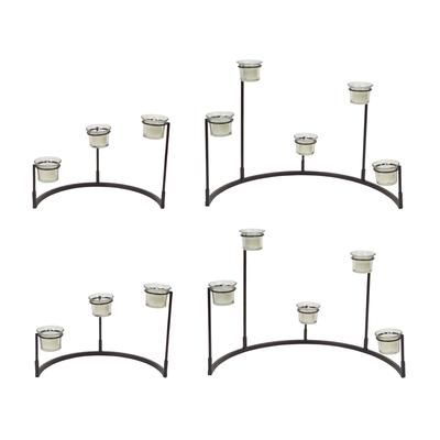 Multi-Level Votive Candle Holder Stand (Set of 4) 12"H, 8.25"H Metal/Glass by Melrose in Black