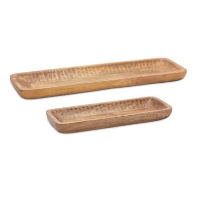Tray (Set of 2) 18.25"L x 7"W, 27"L x 8.25"W Mango Wood by Melrose in Brown