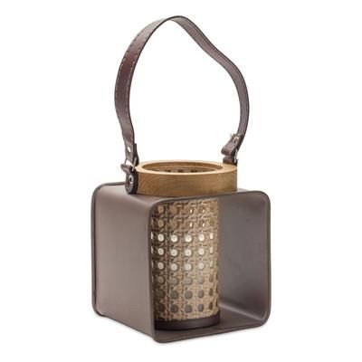 Candle Holder 6.25"L x 7.25"H Iron/Wood by Melrose in Brown