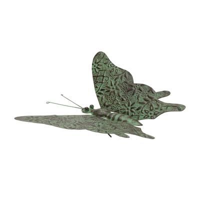 Iron Metal Butterfly Garden Accent 12.5"L by Melrose in Green/black